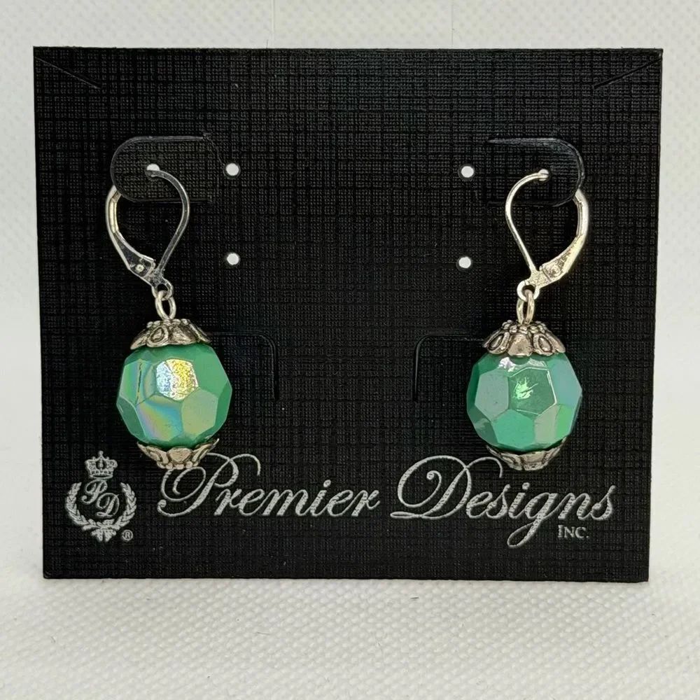 3For$20 Premier Designs Green Bead Drop Dangle Earrings